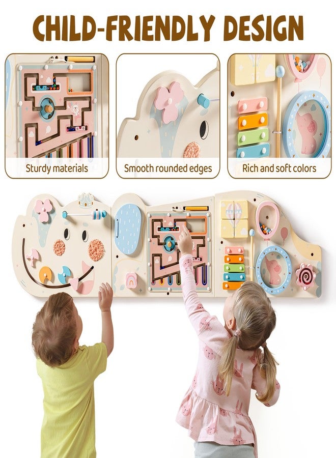 ROBUD Elephant Montessori Busy Board, 12-in-1 Activity Wall Busy Board, Montessori Sensory Wall Panel for Boys & Girls, Toddler Learning Activity Center for Playroom, Nursery, Beige - Image 4